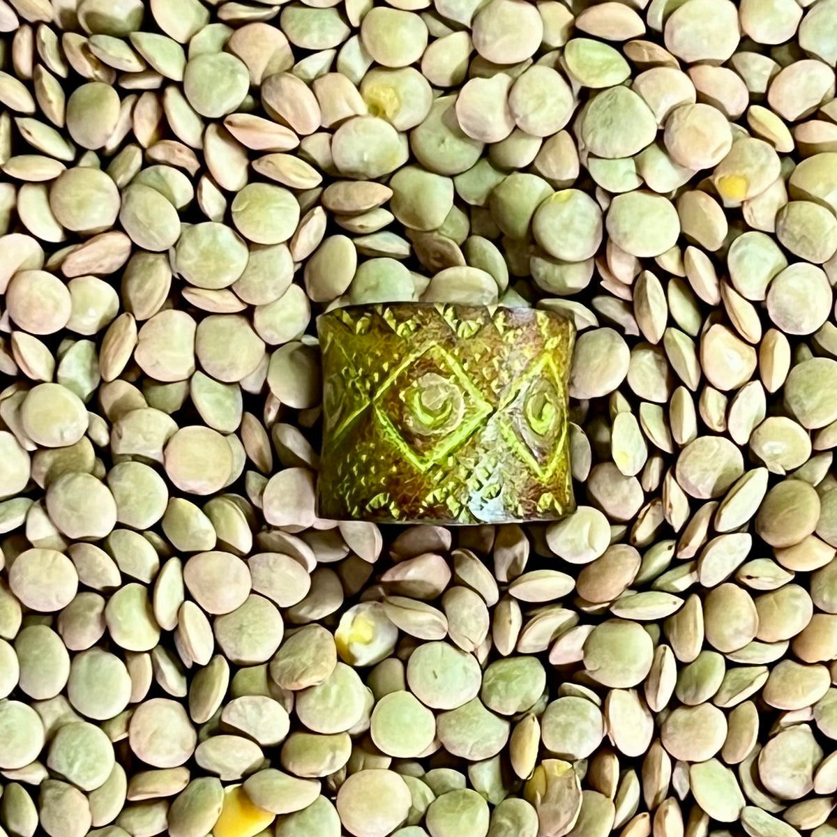 Hand-Hammered Brass Patina Ring – Adjustable Talisman Band – Wild Marigold