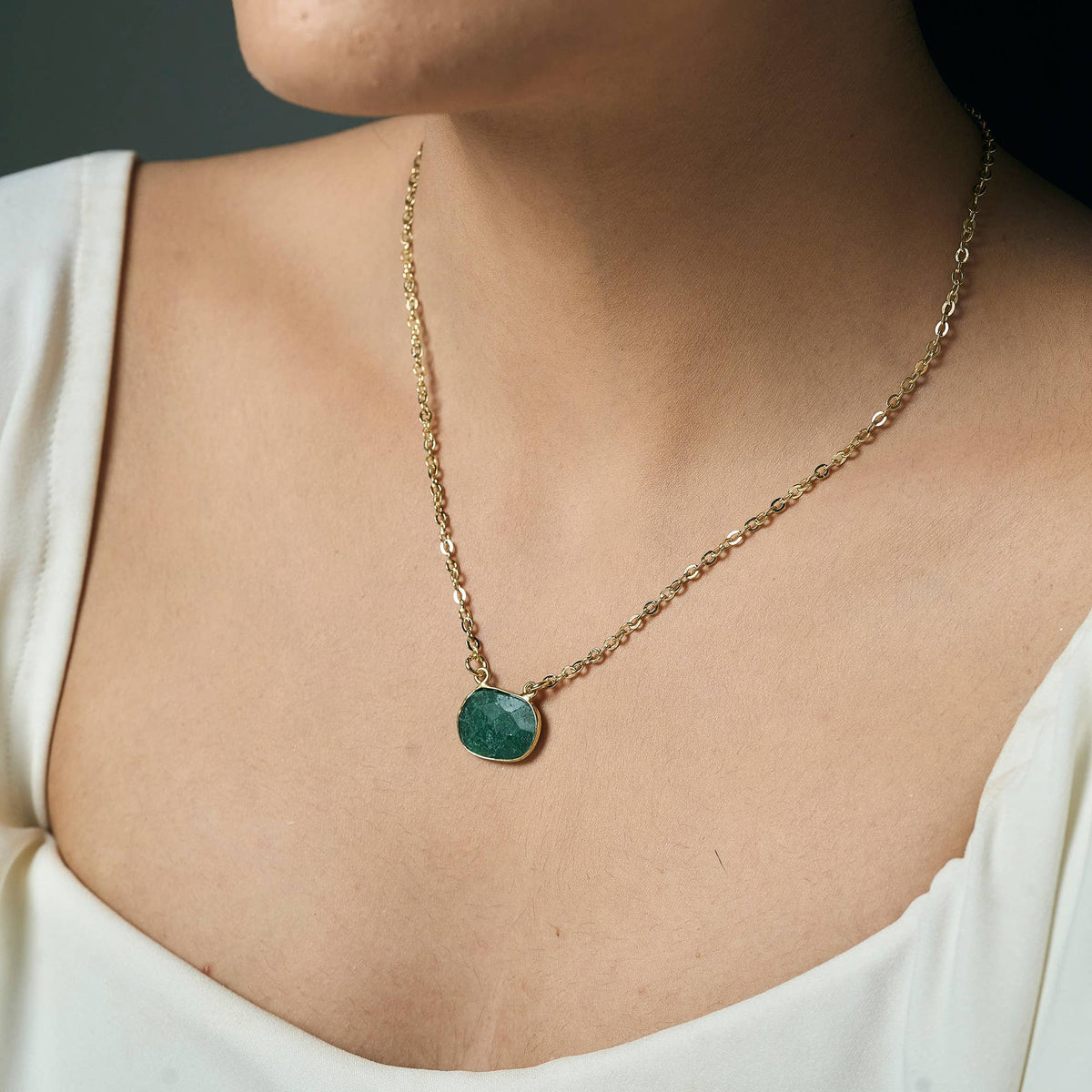 Anju Gold Plated Necklace with Semi-Precious Stone