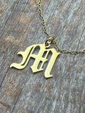 Blackletter Initial Charm Necklace – 24k Gold-Plated 18" Fine Chain