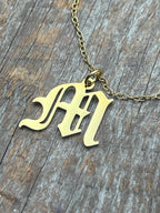 Blackletter Initial Charm Necklace – 24k Gold-Plated 18" Fine Chain