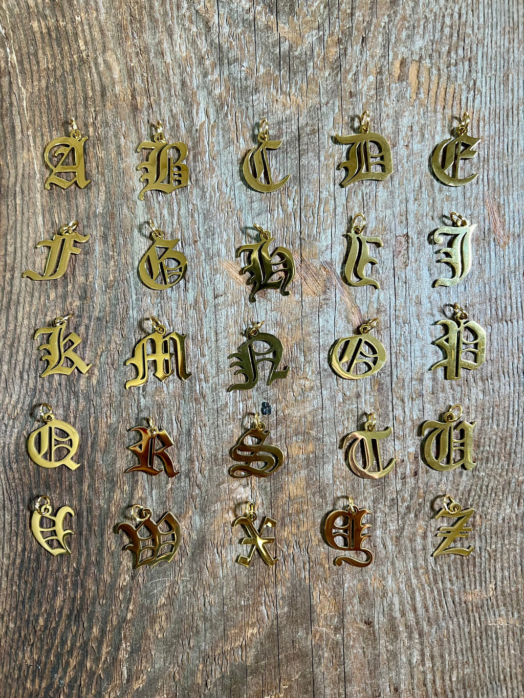 Blackletter Initial Charm Necklace – 24k Gold-Plated 18" Fine Chain