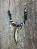 One-of-a-Kind Tied Black Paracord Horn Necklace – Wild Marigold