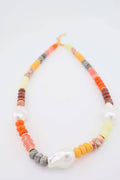 Bohemian Dyed Jade Gemstone Necklace, Bright Faceted Colorblock Beads, Adjustable 19–21"