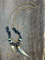 One-of-a-Kind Tied Black Paracord Horn Necklace – Wild Marigold