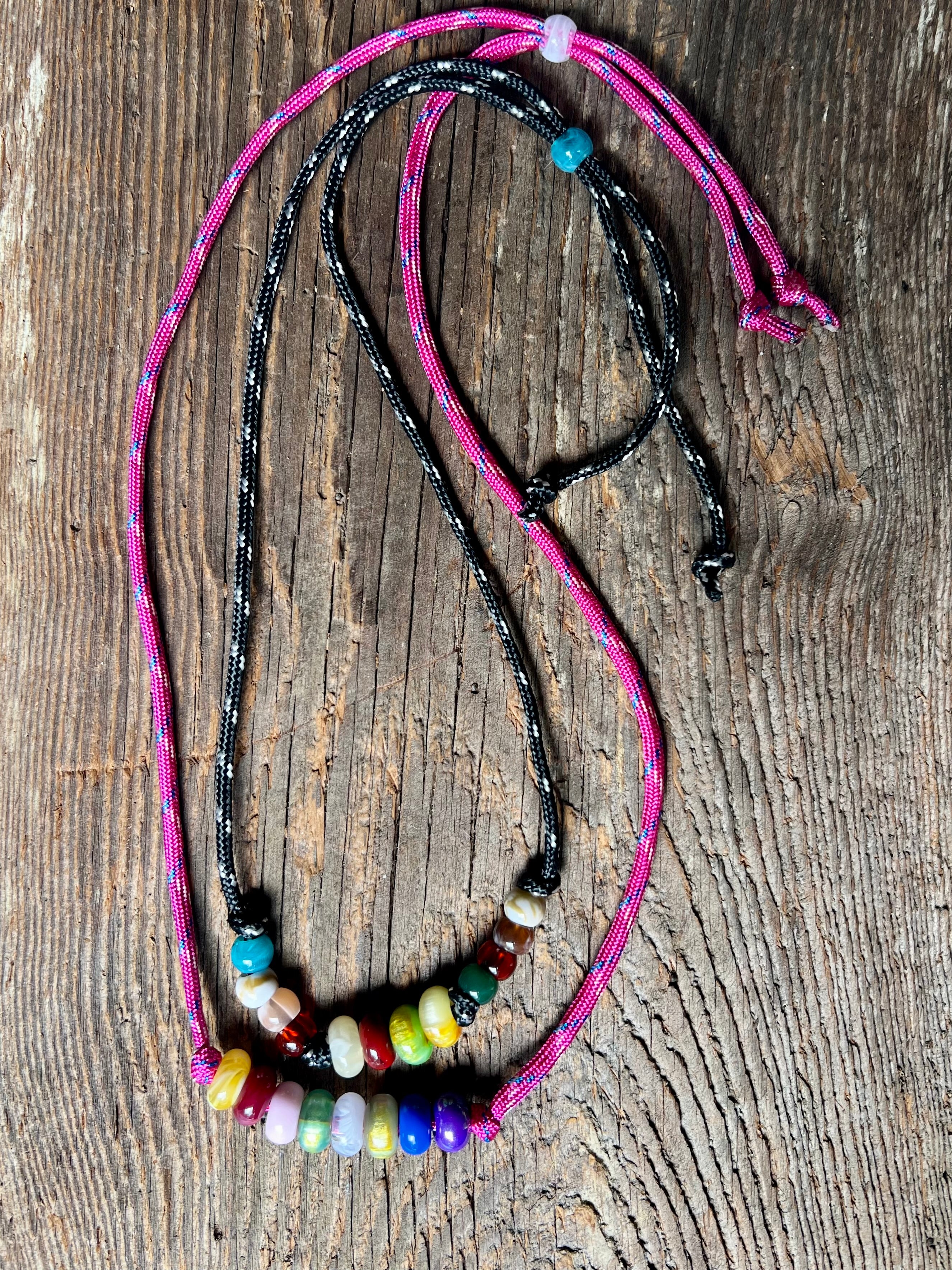 Adjustable Paracord Charm Necklace – Bold Dopamine Statement Strand