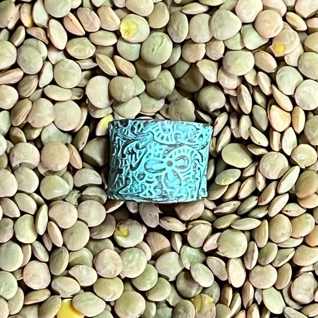 Hand-Hammered Copper Patina Ring – Adjustable Talisman Band – Wild Marigold