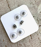 Turquoise Frosted Gold Squares & Lime Green Tiny Geo Stud Earrings Set