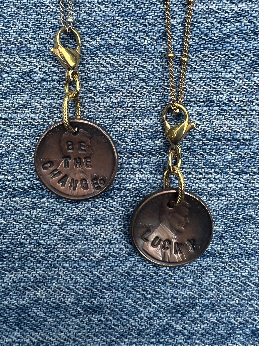 Stamped Real US Penny Charm – Hand-Stamped Coin Charm with Lobster Clasp