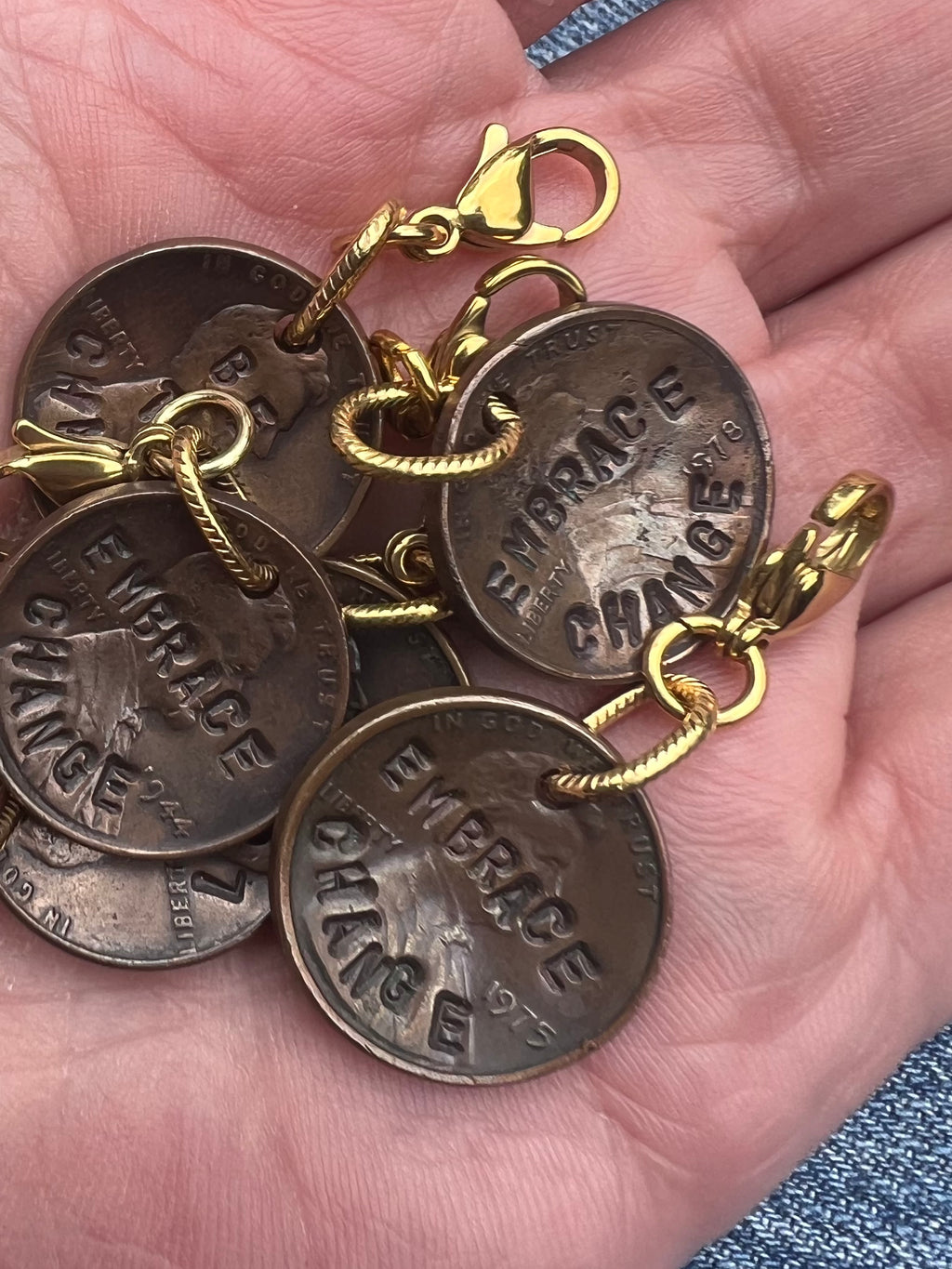 Stamped Real US Penny Charm – Hand-Stamped Coin Charm with Lobster Clasp