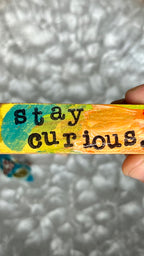 Upcycled Wood Ornament – Hand-Painted Charm with Sari Ribbon – Wild Marigold