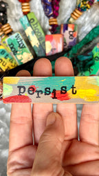 Upcycled Wood Ornament – Hand-Painted Charm with Sari Ribbon – Wild Marigold