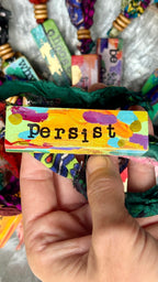 Upcycled Wood Ornament – Hand-Painted Charm with Sari Ribbon – Wild Marigold