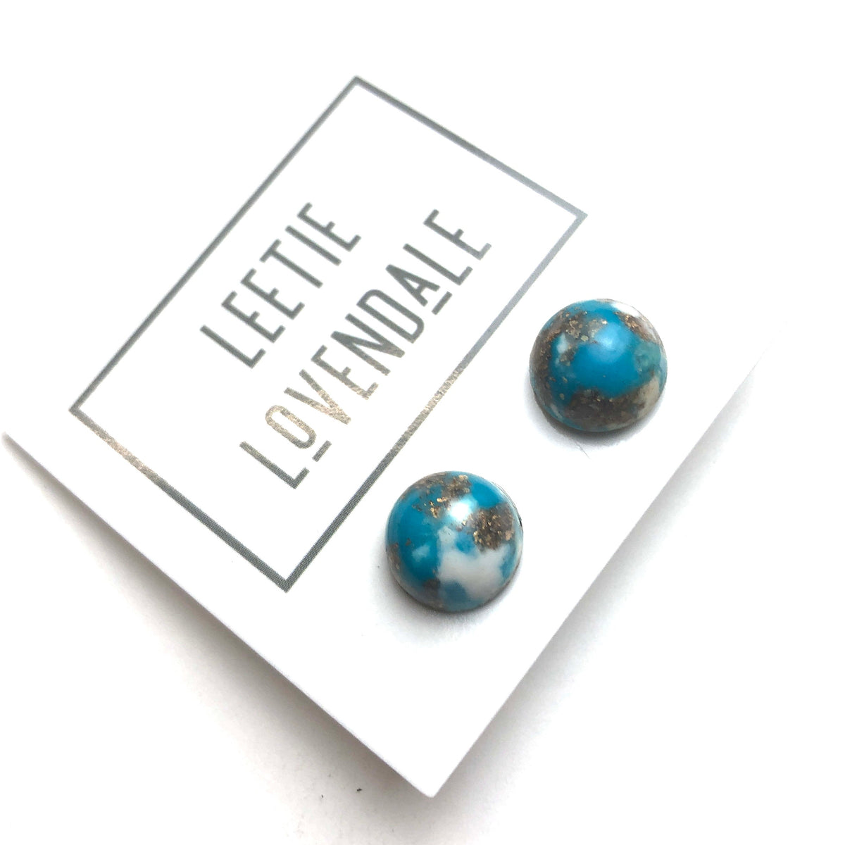 Turquoise Mosaic Small Retro Button Stud Earrings