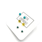 Turquoise Sunshine & Kelly GreenTiny Studs Earrings Set