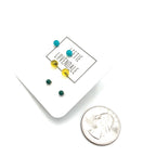 Turquoise Sunshine & Kelly GreenTiny Studs Earrings Set