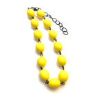 Yellow Matte Oval Beaded Amelia Necklace
