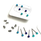 Turquoise & Blues Ombre' Studs Earrings Set