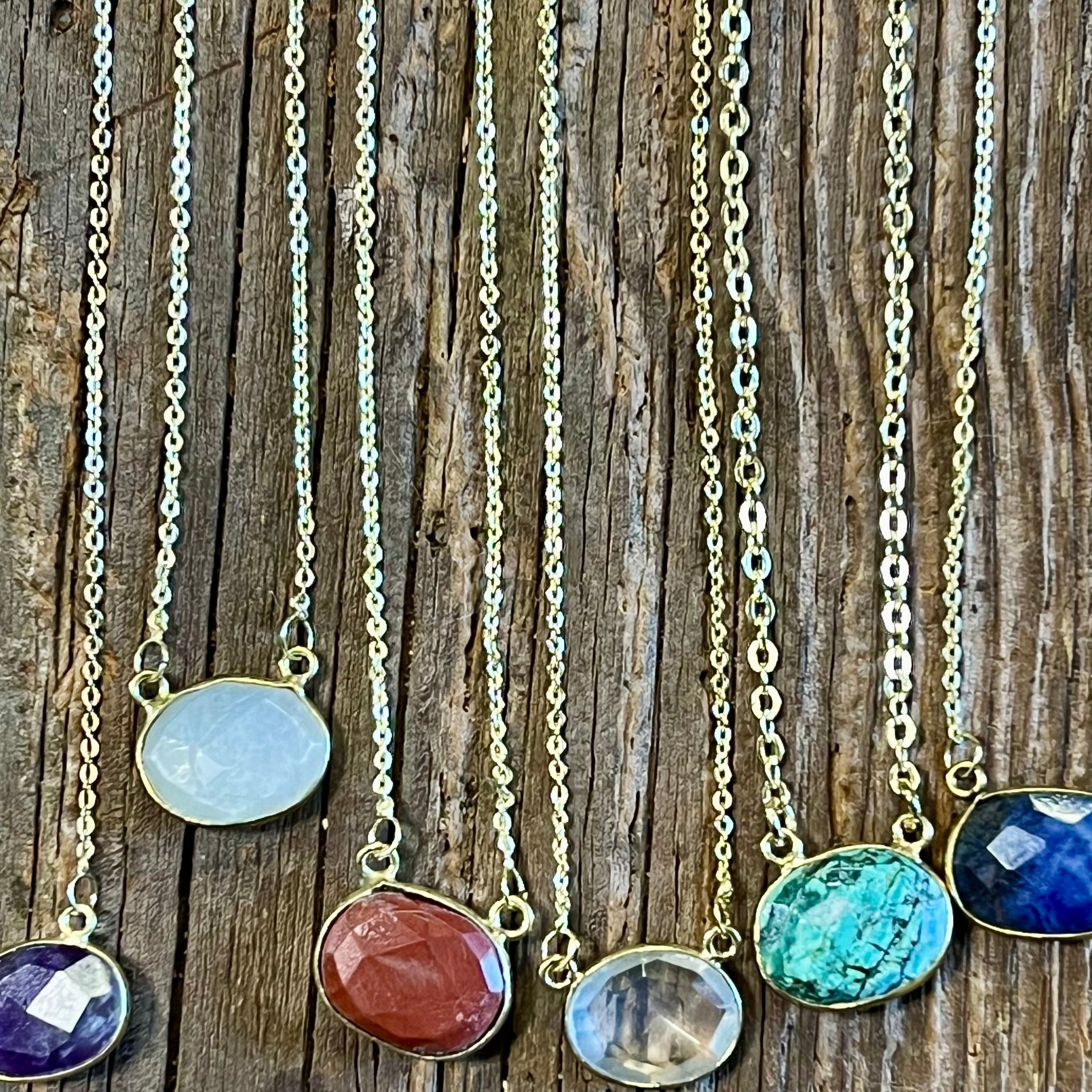 Anju Gold Plated Necklace with Semi-Precious Stone