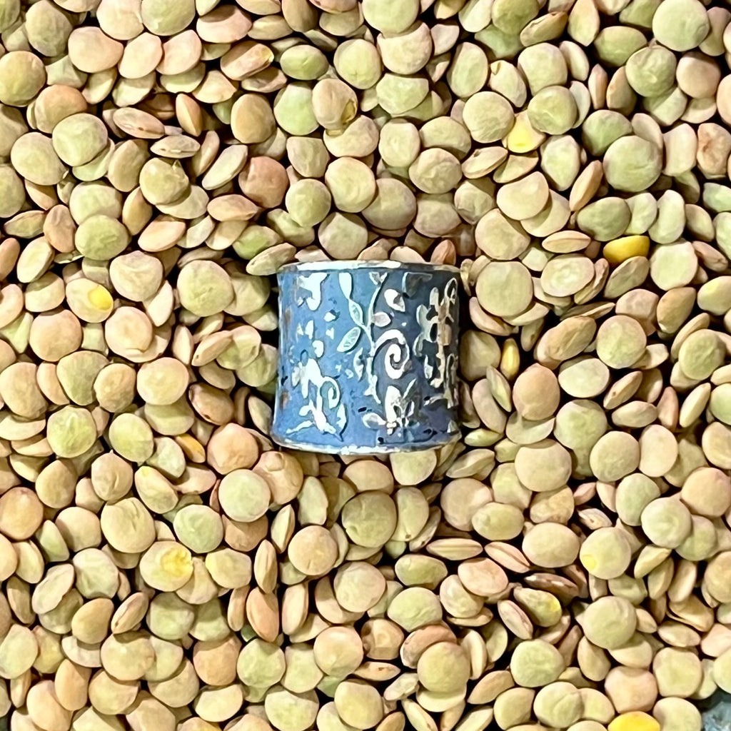 Hand-Hammered Non-Tarnish Silver Ring – Adjustable Talisman Band – Wild Marigold