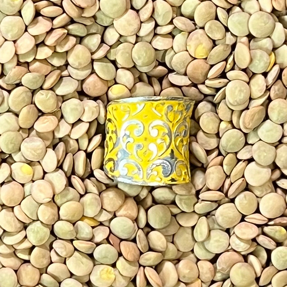 Hand-Hammered Non-Tarnish Silver Ring – Adjustable Talisman Band – Wild Marigold