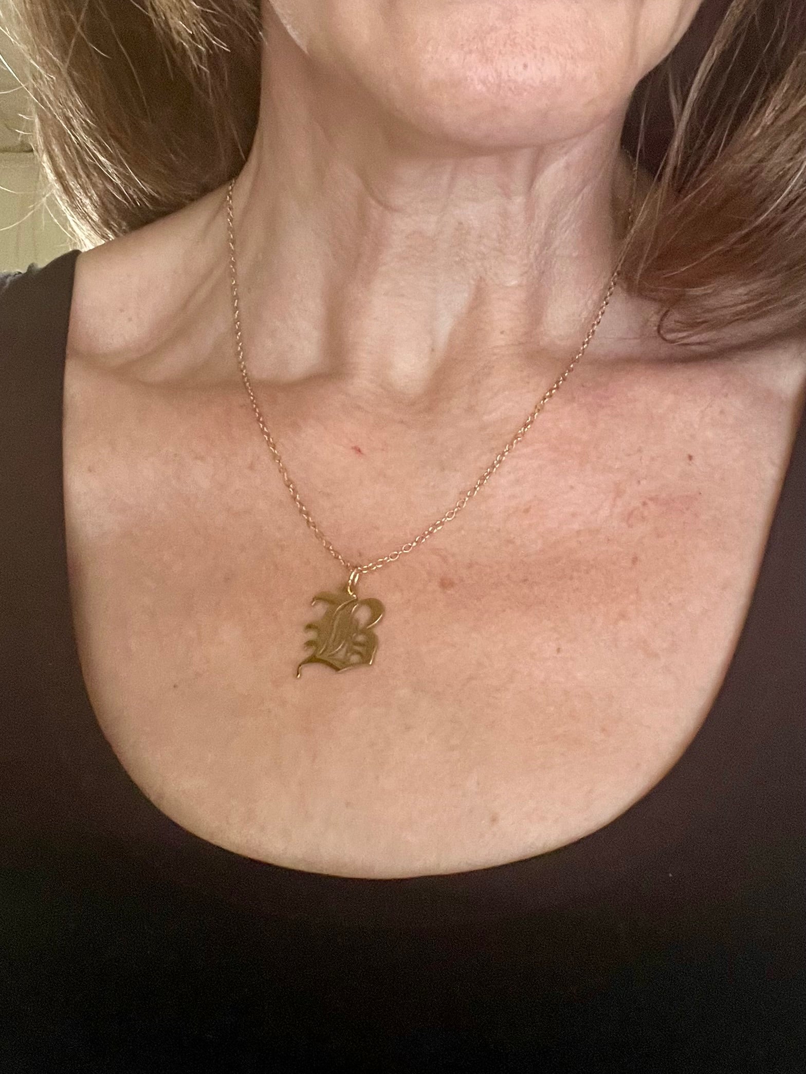 Blackletter Initial Necklace — Custom Gold Letter on 24k Gold‑Plated Chain
