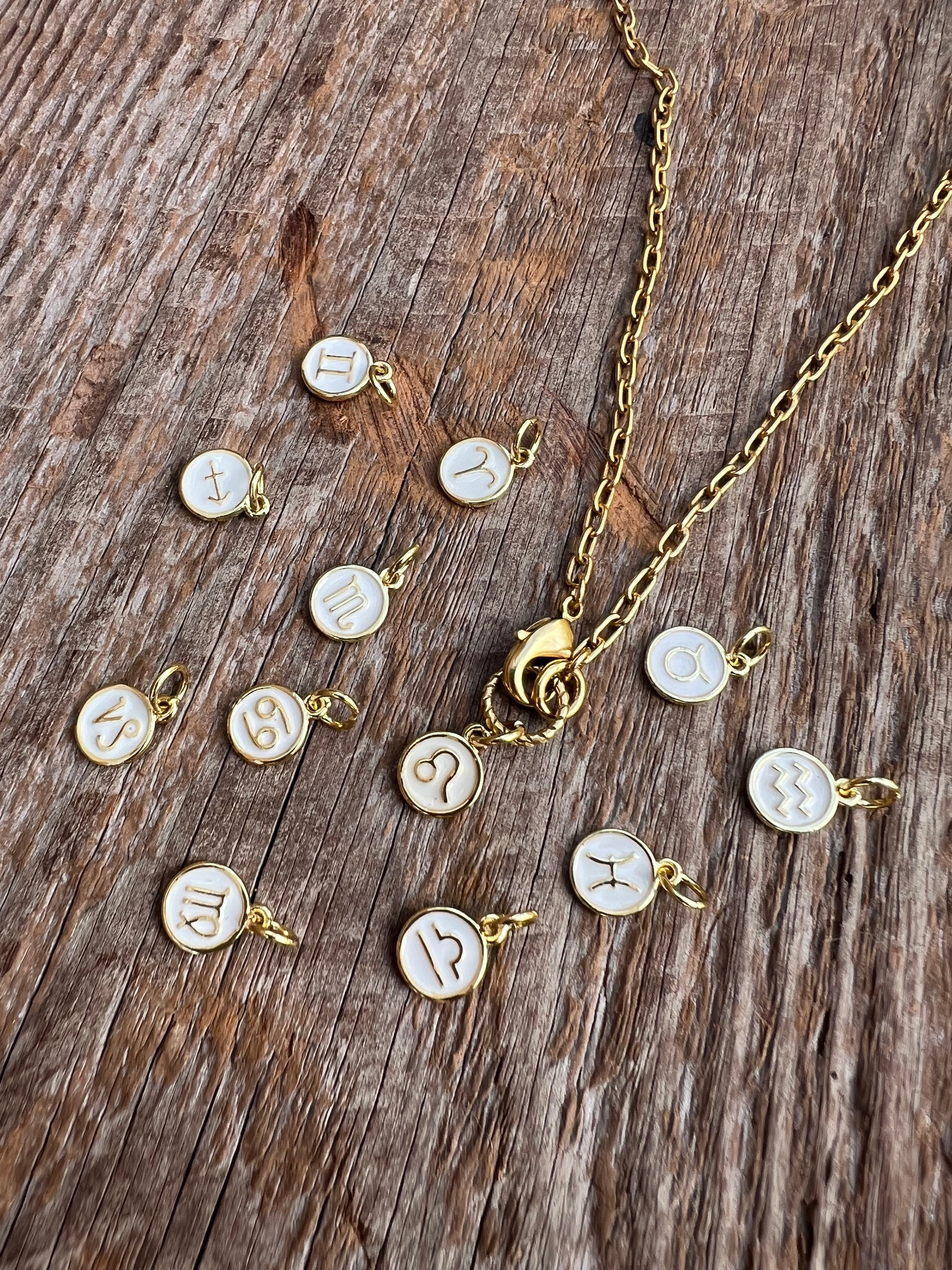 White Enamel Zodiac Necklace — Choose Your Sign