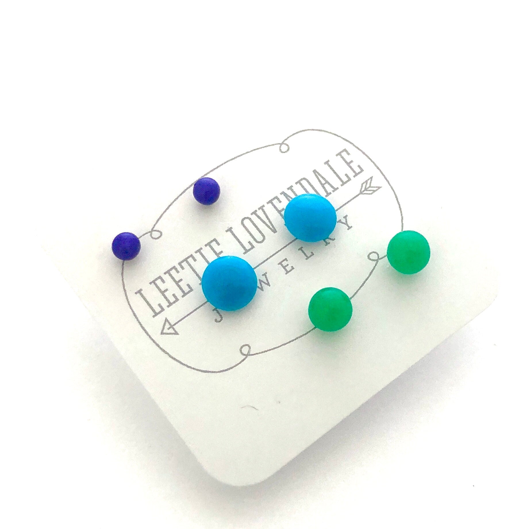 Turquoise Blue Green Tiny Stud Earrings Set