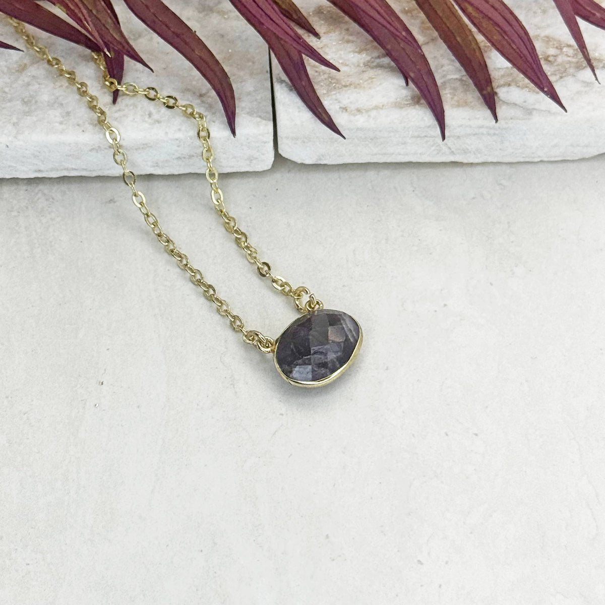 Anju Gold Plated Necklace with Semi-Precious Stone