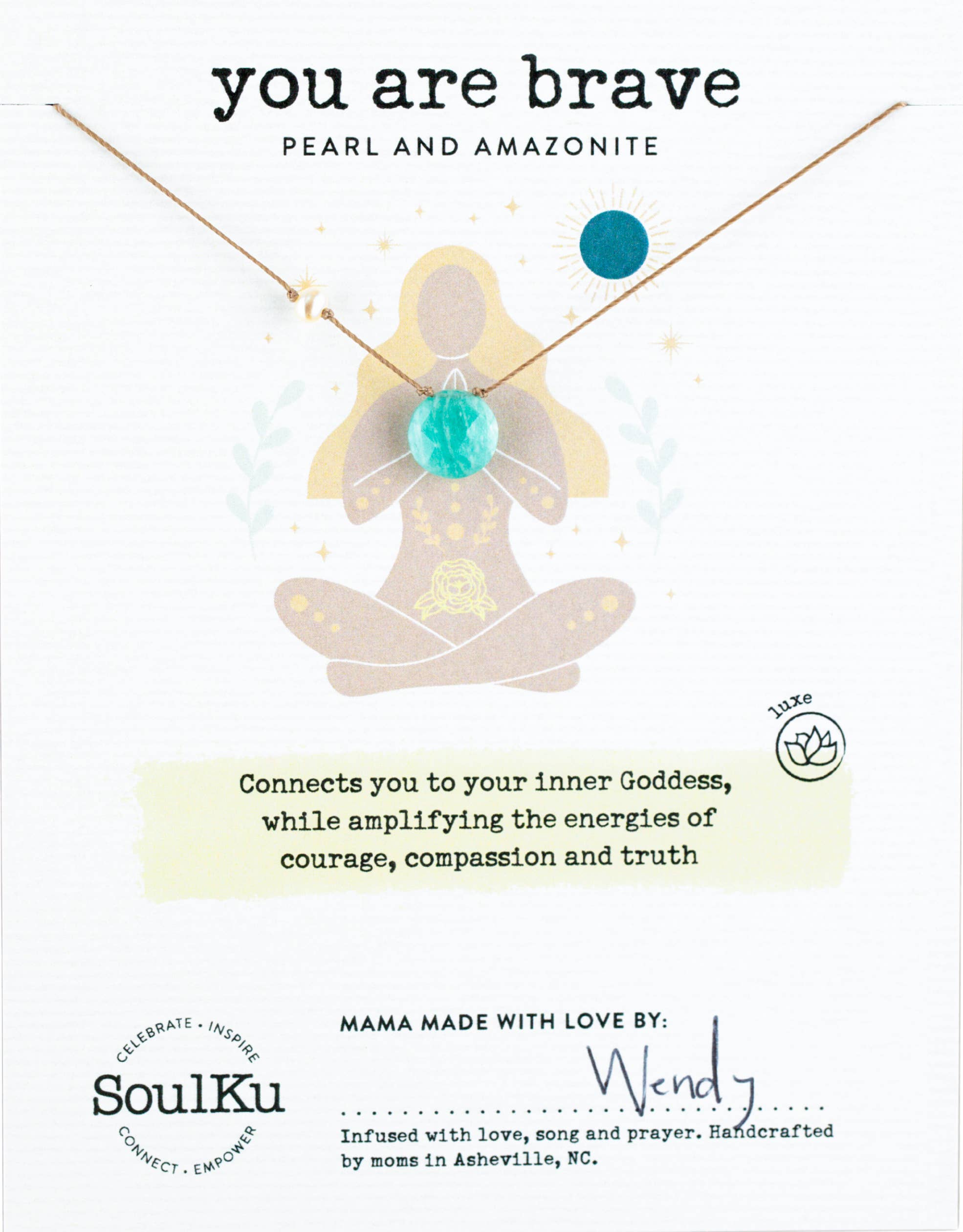 Amazonite & Pearl Goddess Necklace for You Are Brave