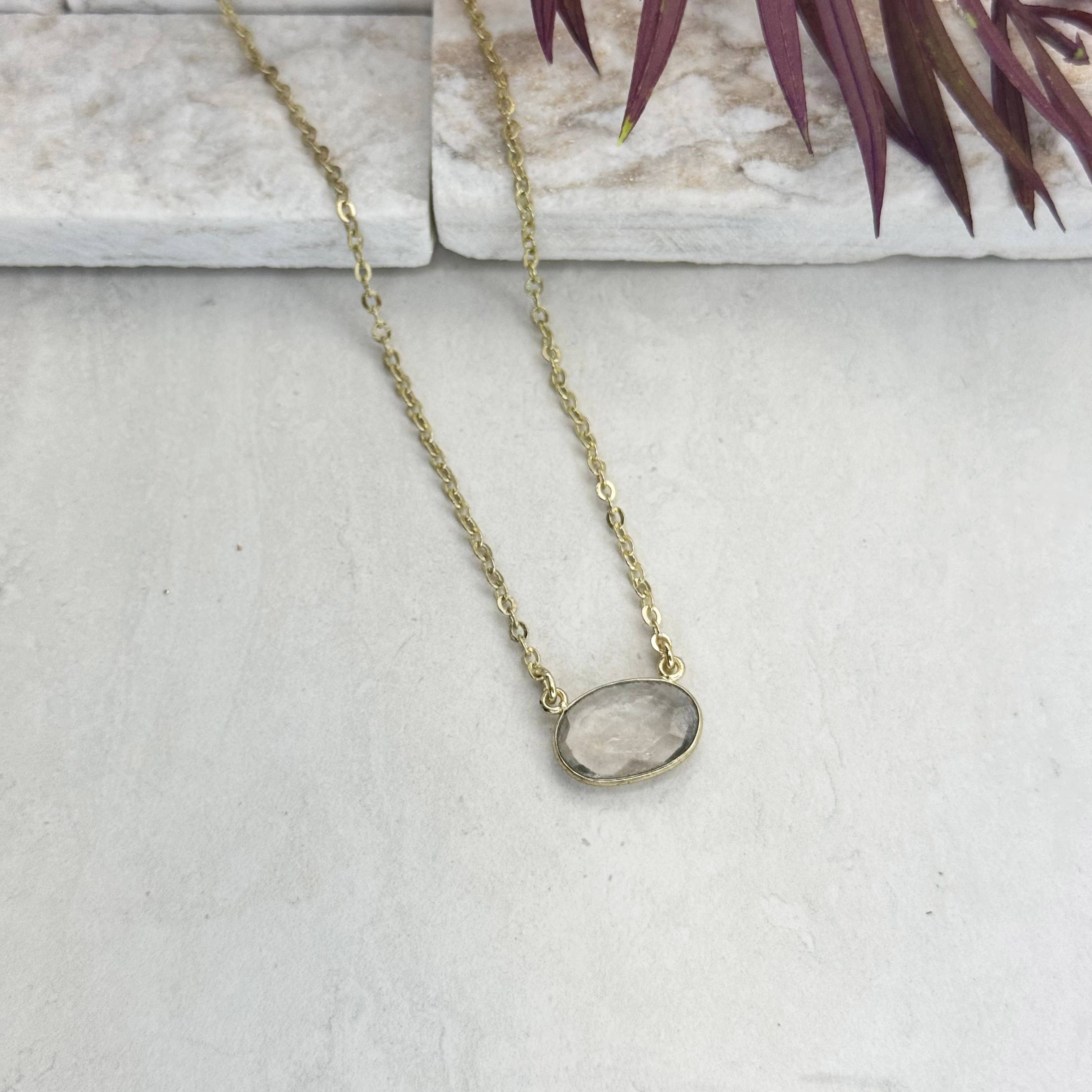Anju Gold Plated Necklace with Semi-Precious Stone