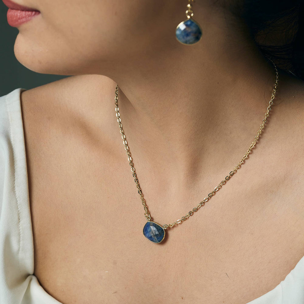 Anju Gold Plated Necklace with Semi-Precious Stone