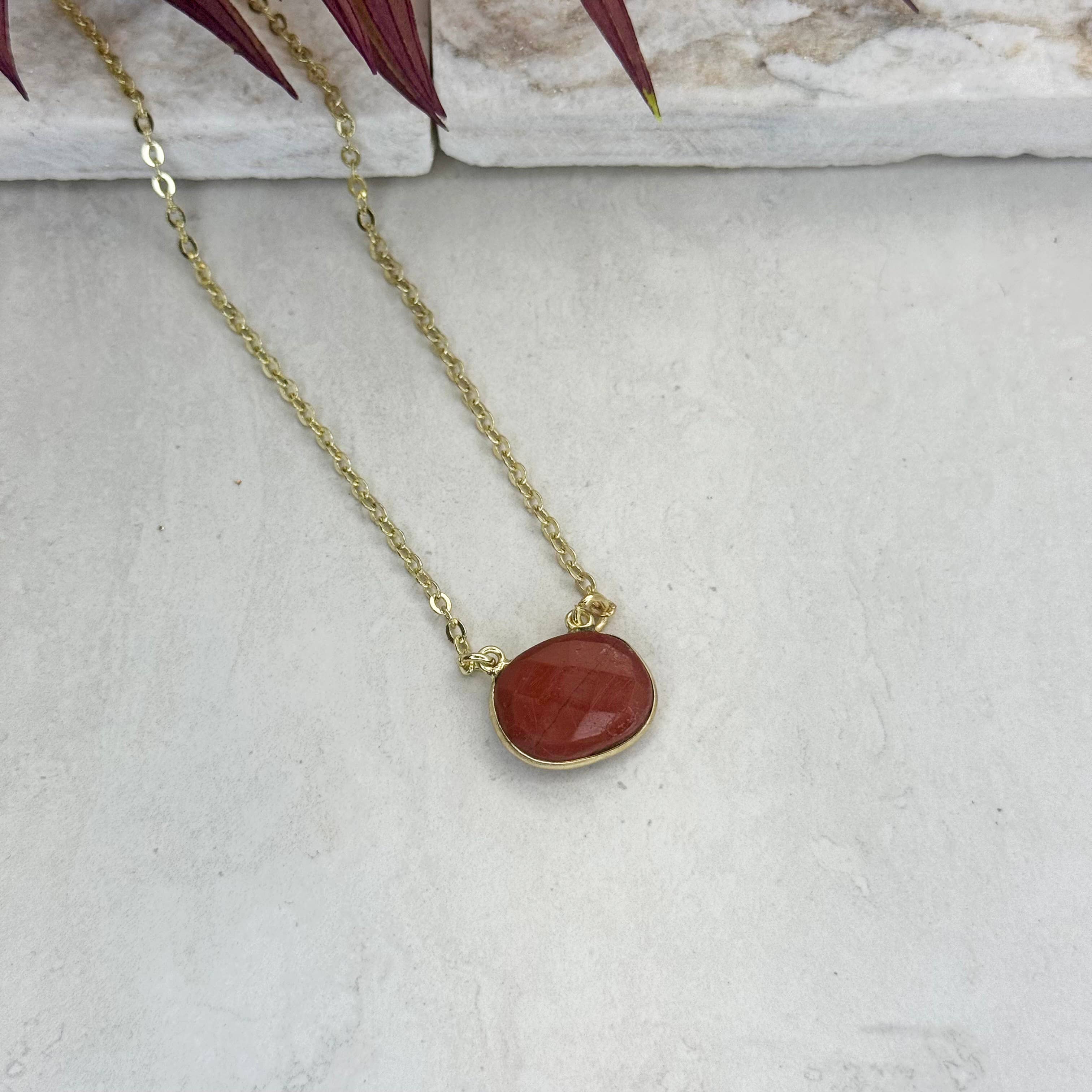 Anju Gold Plated Necklace with Semi-Precious Stone
