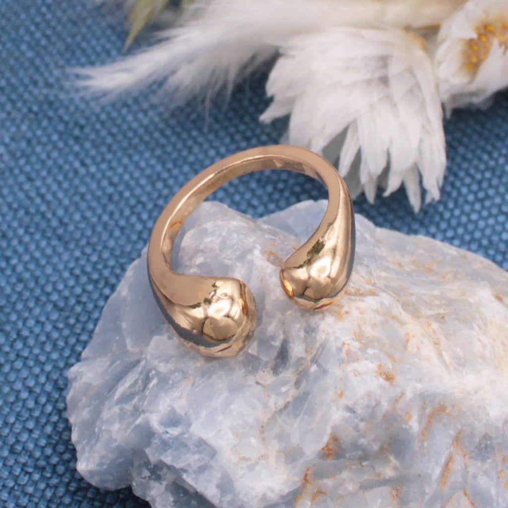 Bubbles - Asymmetrical Cocktail Ring — Gold or Silver Finish