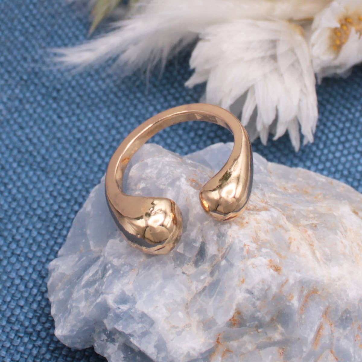 Bubbles - Asymmetrical Cocktail Ring — Gold or Silver Finish