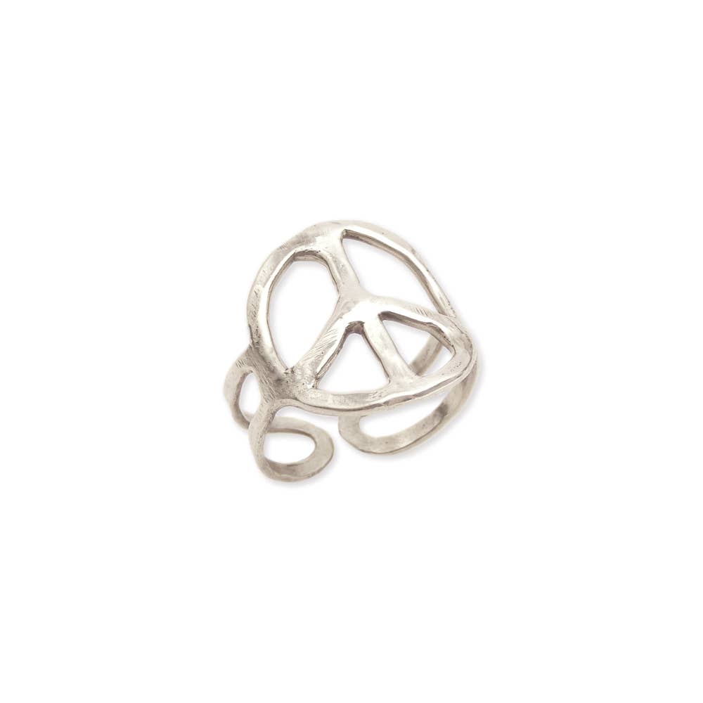 Woodstock Vibes Peace Sign Ring - Choice of Gold or Silver