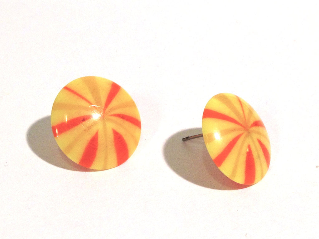 Yellow Firework Lucite Disc Stud Earrings