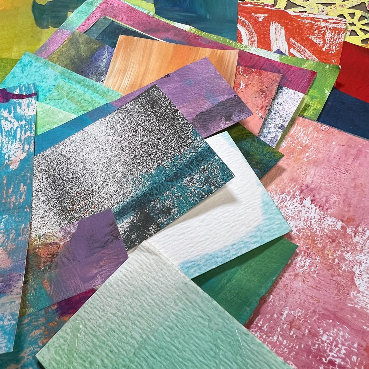 Art Journal Collage Fodder Paper Sample Pack for Collage Mixed Media - Unique Art Materials - Hand Painted
