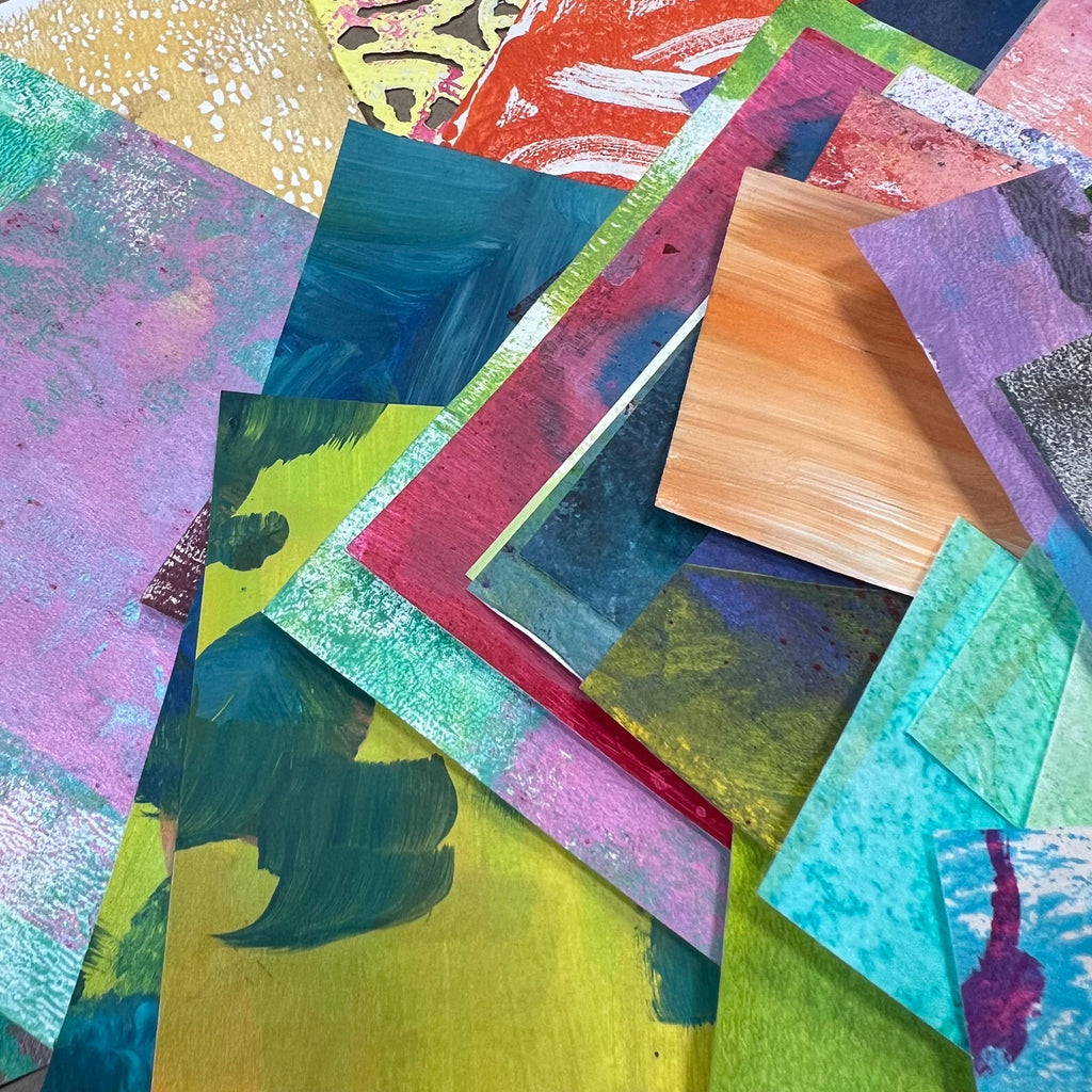 Art Journal Collage Fodder Paper Sample Pack for Collage Mixed Media - Unique Art Materials - Hand Painted