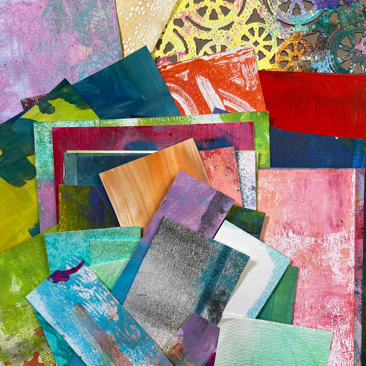 Art Journal Collage Fodder Paper Sample Pack for Collage Mixed Media - Unique Art Materials - Hand Painted