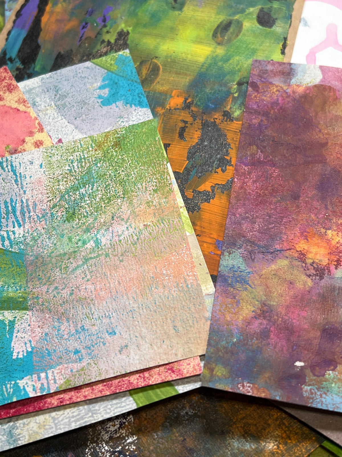 Art Journal Collage Fodder Paper Sample Pack for Collage Mixed Media - Unique Art Materials - Hand Painted