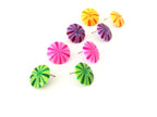 Yellow Firework Lucite Disc Stud Earrings