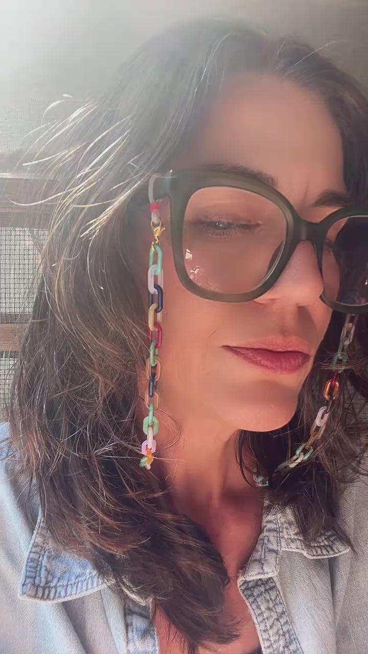 2-in-1 Eyeglass Chain & Lightweight Strand (24") – Marbled Acrylic or Faceted Crystal