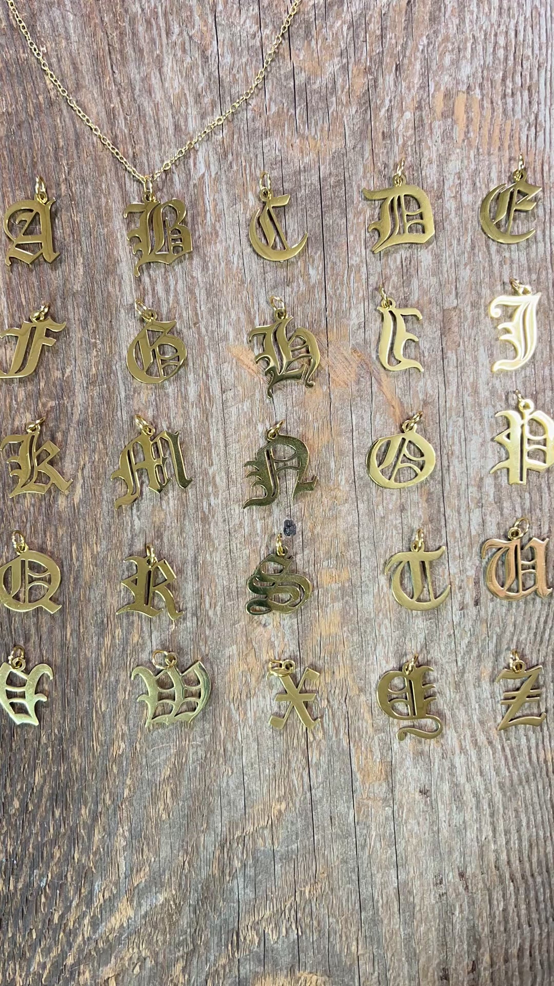 Blackletter Initial Necklace — Custom Gold Letter on 24k Gold‑Plated Chain